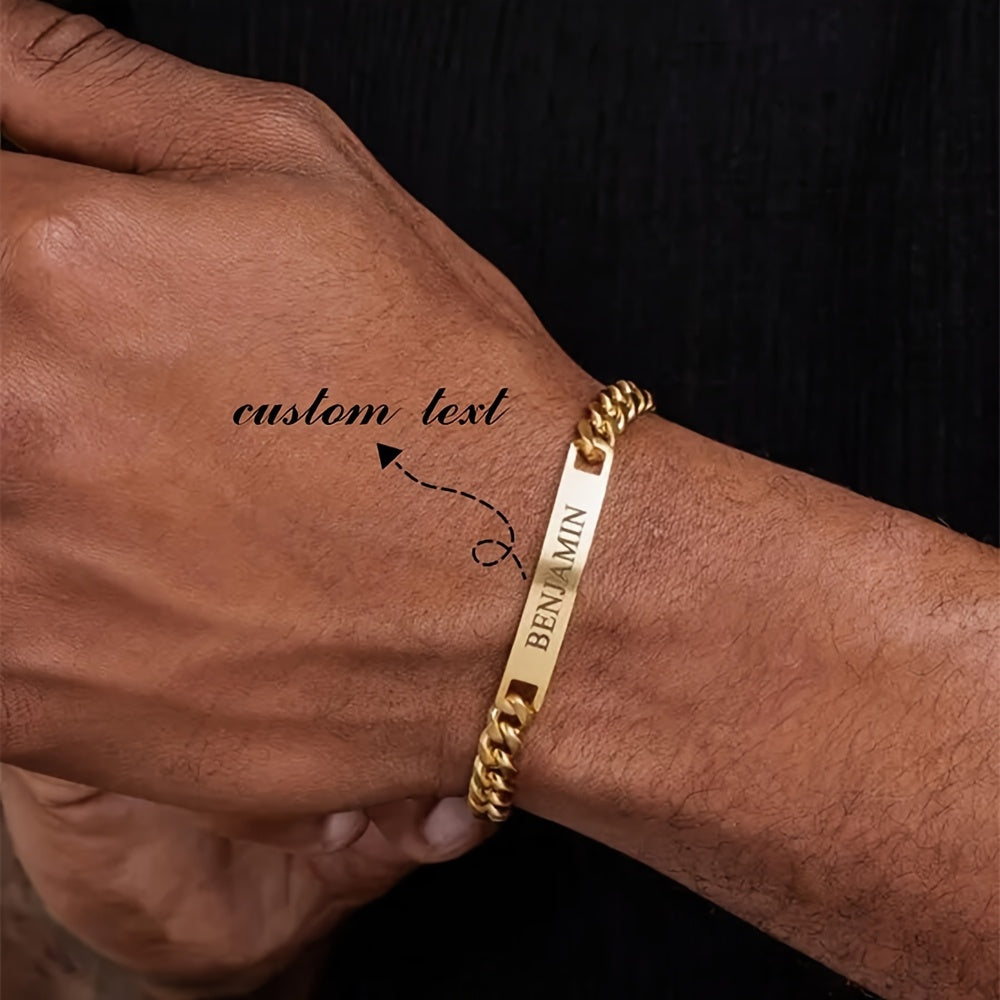Personalized Engraved Nameplate Bracelet for Men