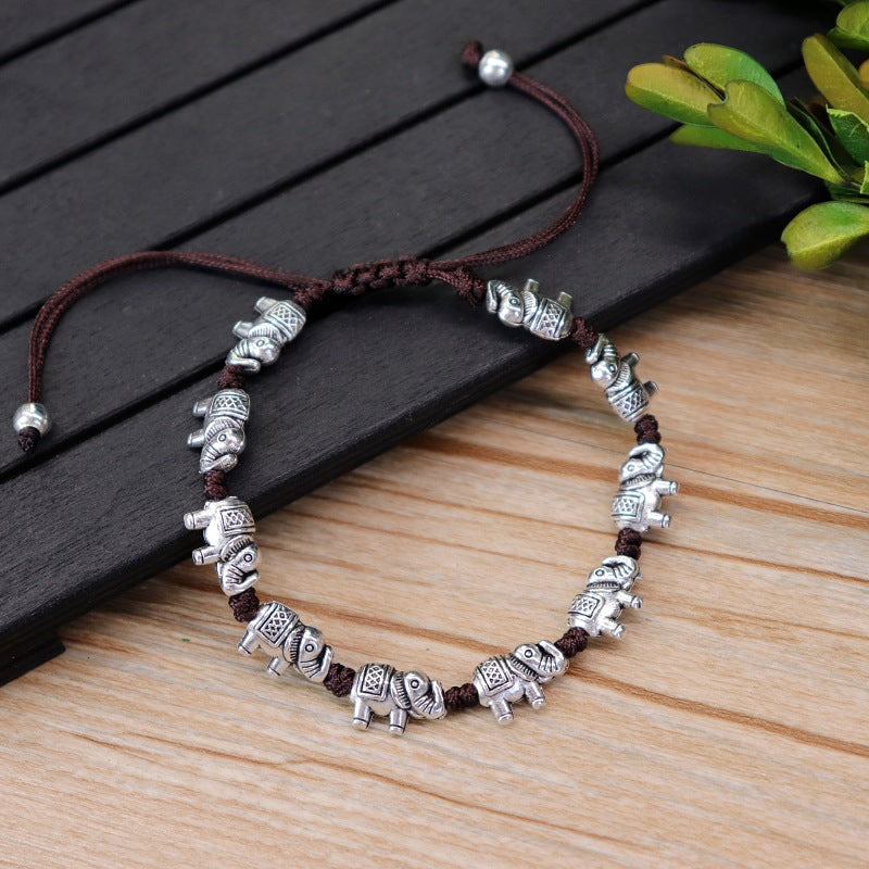 Woven Ethnic Style Bracelet with Cultural Pendants