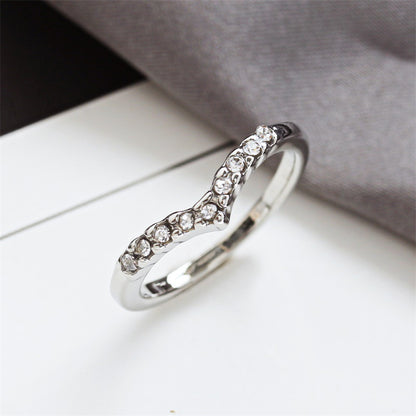 V-Shaped Diamond Ring | Alloy Gold Silver Unique Design