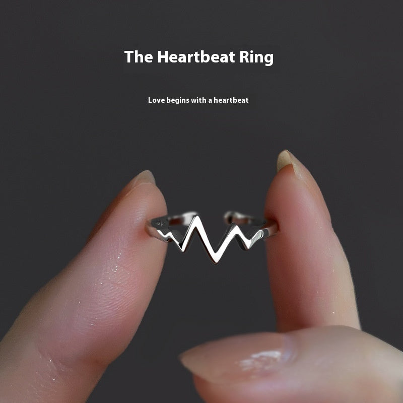 Heartbeat ECG Open Ring | Copper Unisex Statement Ring