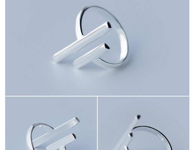 S925 Silver Personality Line Ring | Korean Style Women's Adjustable