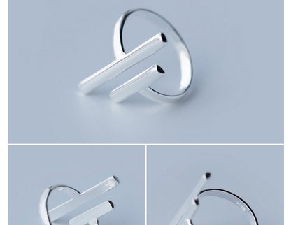 S925 Silver Personality Line Ring | Korean Style Women's Adjustable