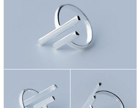 S925 Silver Personality Line Ring | Korean Style Women's Adjustable