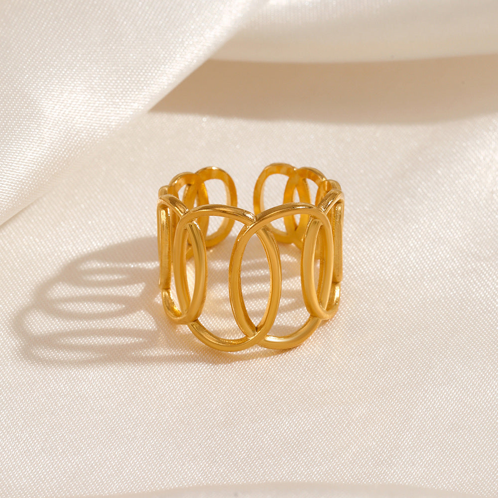 Ellipse Cross Open Ring for Women | Stainless Steel