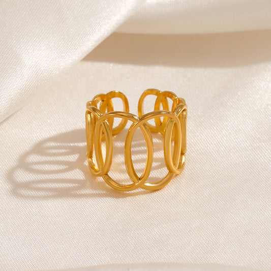 Ellipse Cross Open Ring for Women | Stainless Steel