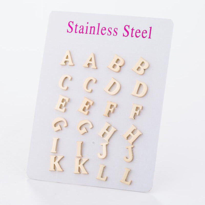 Stainless Steel Letter Stud Earrings | Electroplated Individually Packed