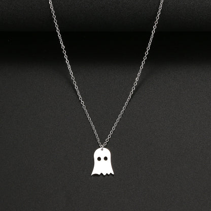 925 Silver Cute Ghost Pendant Necklace | Halloween Design