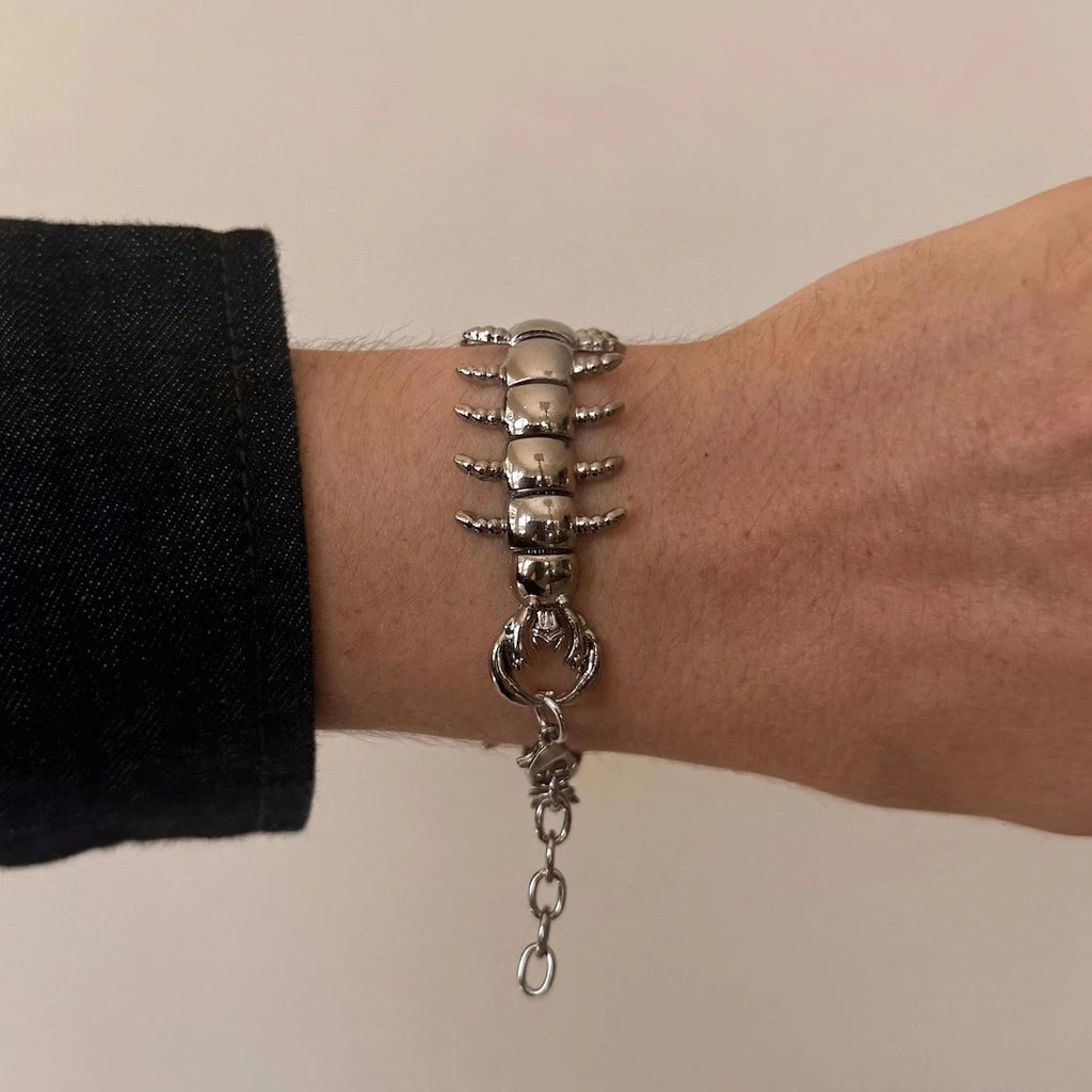 Punk Centipede Link Stainless Steel Bracelet