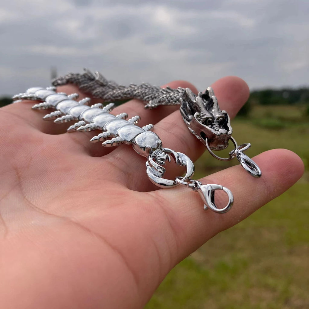 Punk Centipede Link Stainless Steel Bracelet
