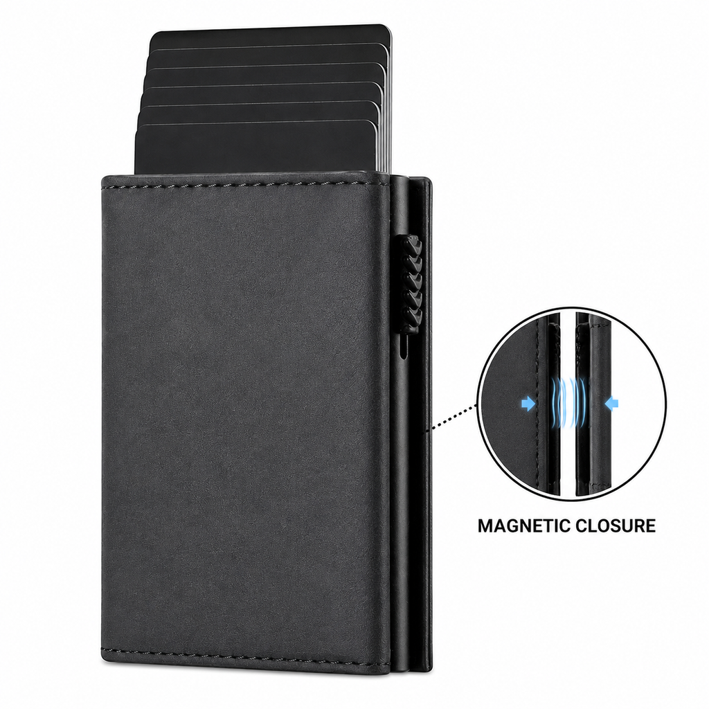 RFID Blocking Metal Pop-Up Card Holder Wallet