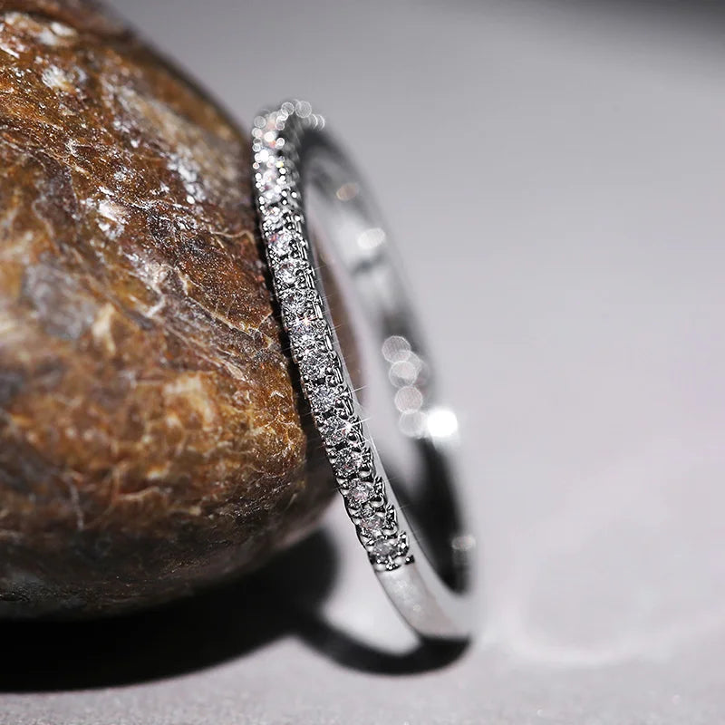 Minimalist Thin Cubic Zirconia Ring for Women