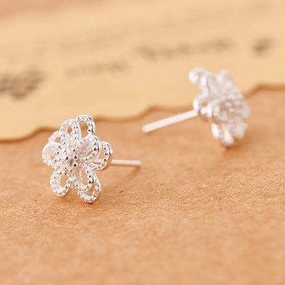 925 Sterling Silver Flower Stud Earrings for Women