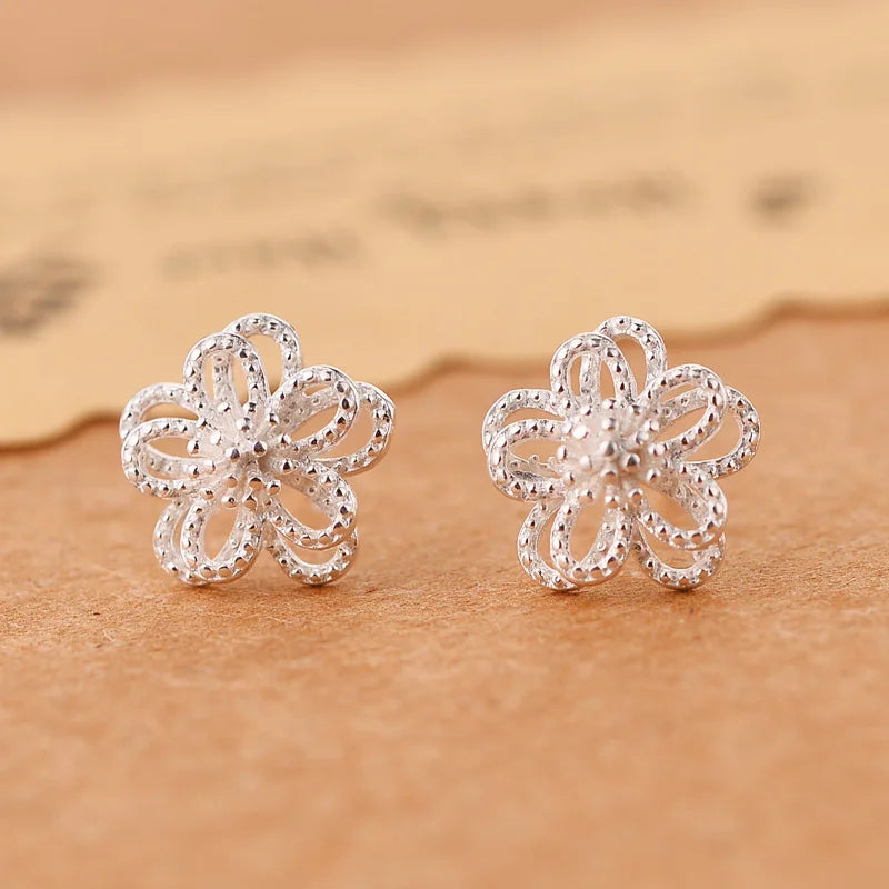 925 Sterling Silver Flower Stud Earrings for Women