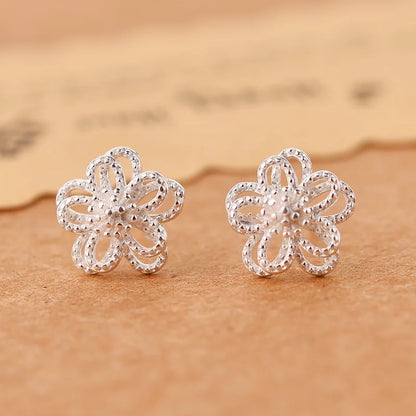 925 Sterling Silver Flower Stud Earrings for Women