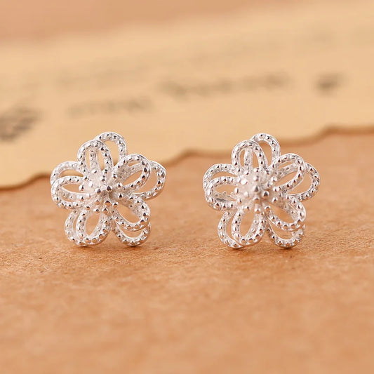 925 Sterling Silver Flower Stud Earrings for Women