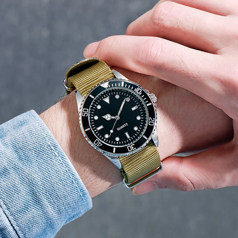 Diver-Inspired Quartz Watch with Nylon Strap