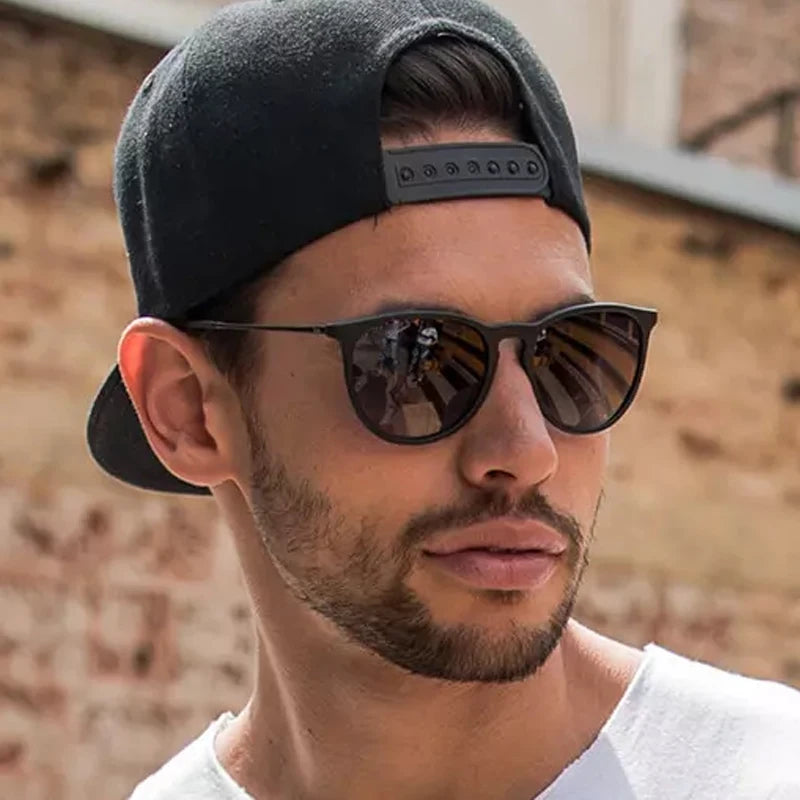 Men's Retro Round Acrylic-Lens Sunglasses