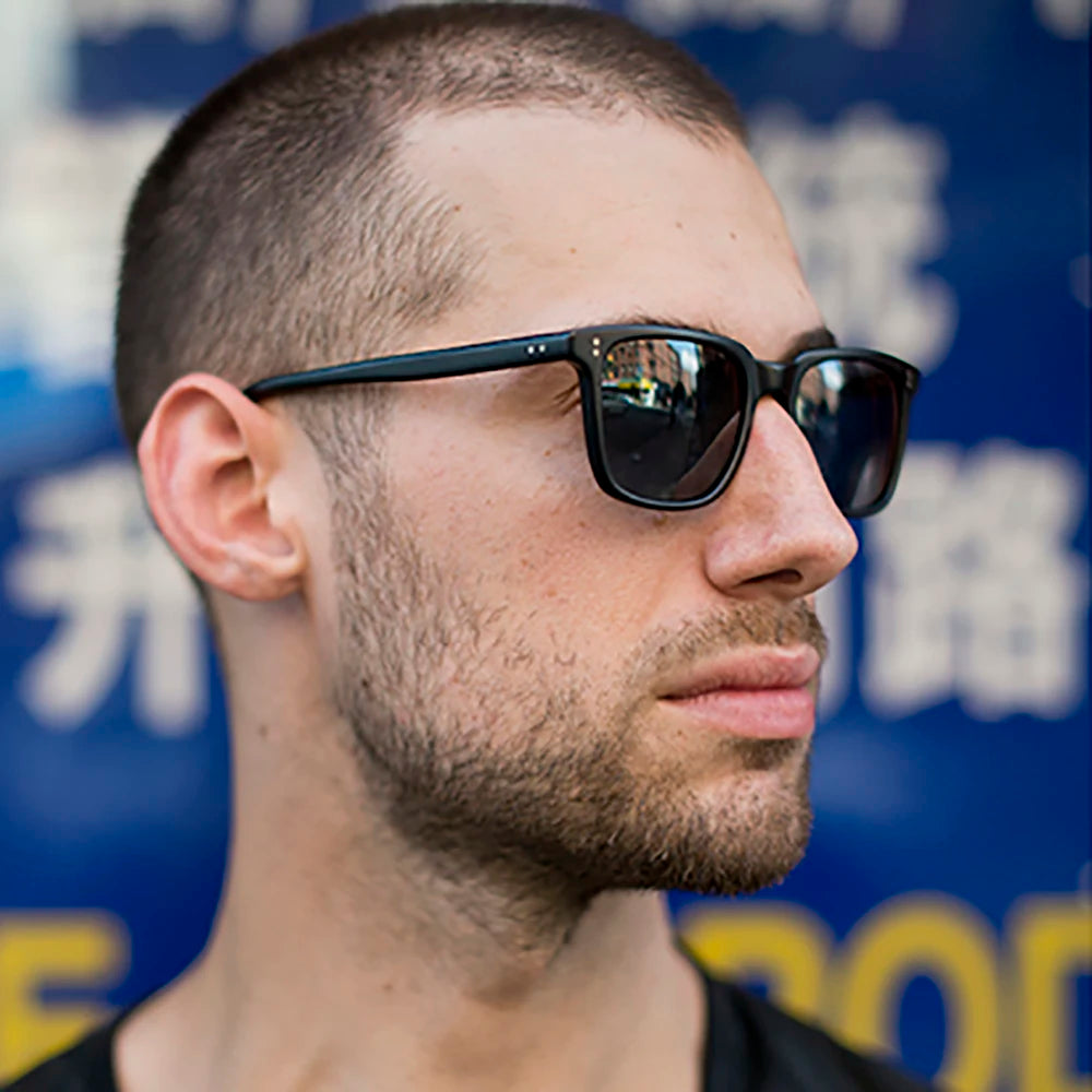Men's Retro Square Polycarbonate Sunglasses