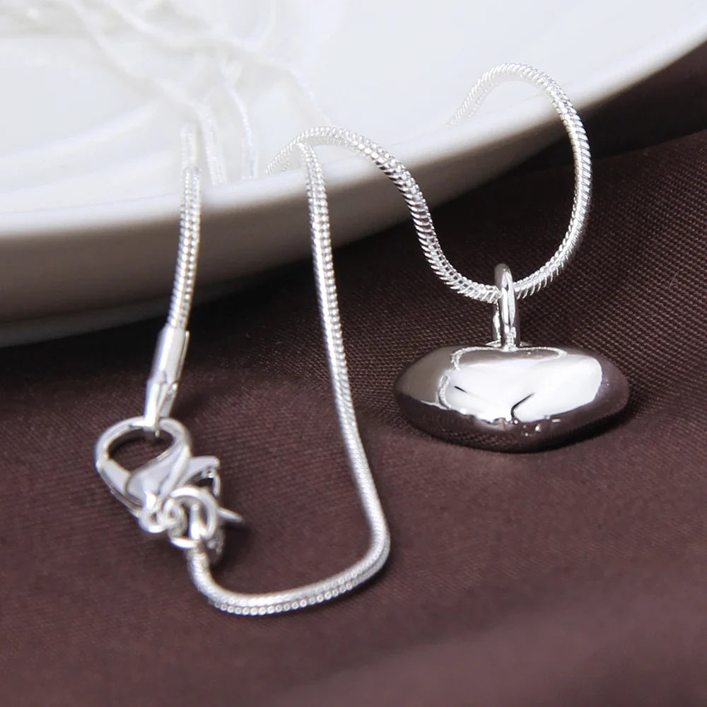 Sterling Silver Small Heart Pendant Necklace for Women