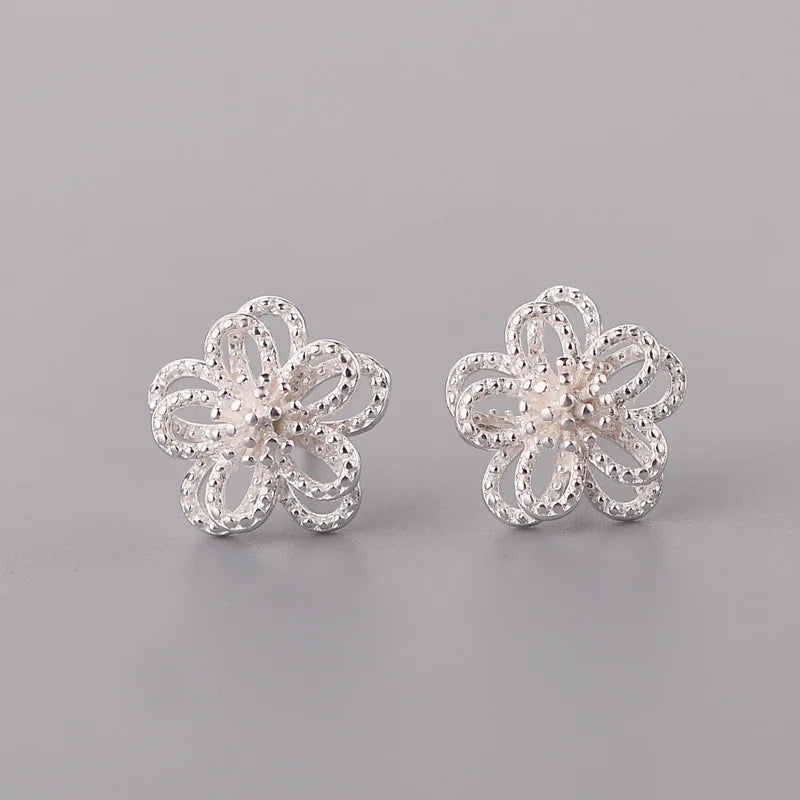 925 Sterling Silver Flower Stud Earrings for Women