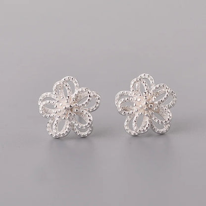 925 Sterling Silver Flower Stud Earrings for Women