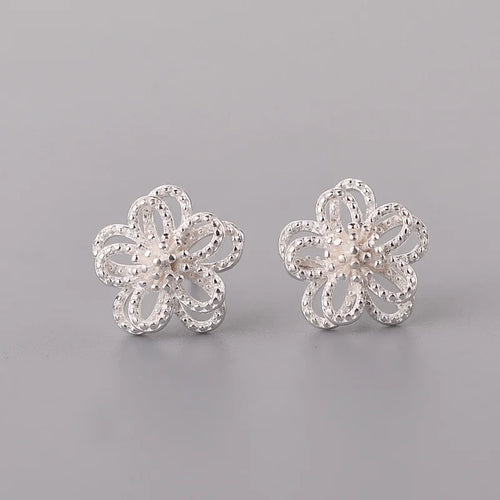 925 Sterling Silver Flower Stud Earrings for Women