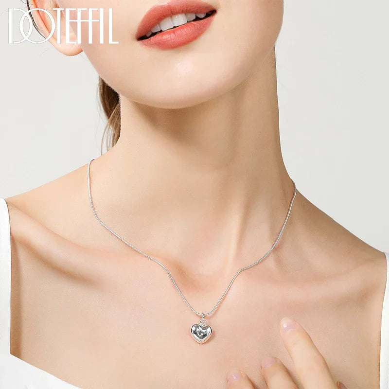 Sterling Silver Small Heart Pendant Necklace for Women