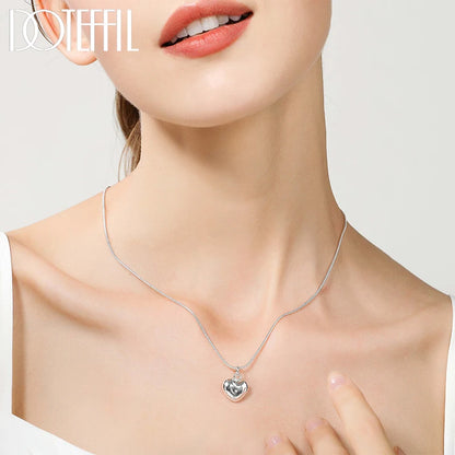 Sterling Silver Small Heart Pendant Necklace for Women