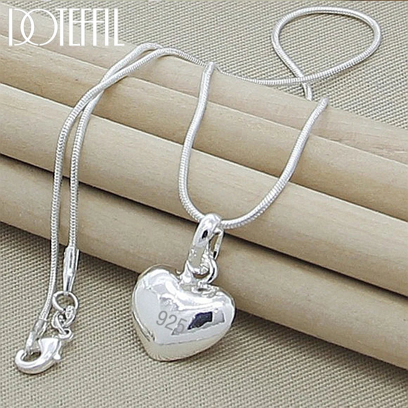 Sterling Silver Small Heart Pendant Necklace for Women