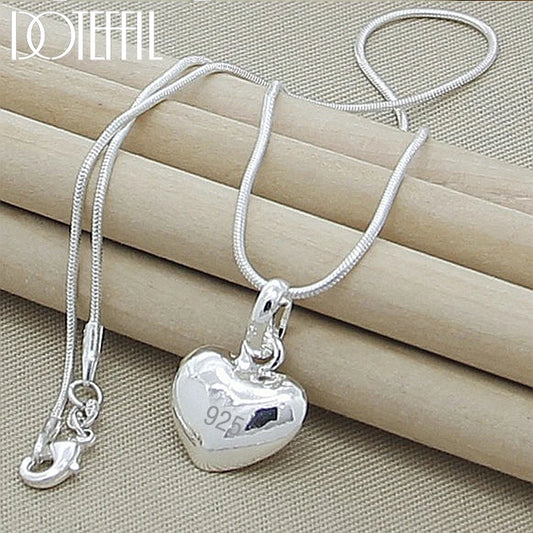 Sterling Silver Small Heart Pendant Necklace for Women