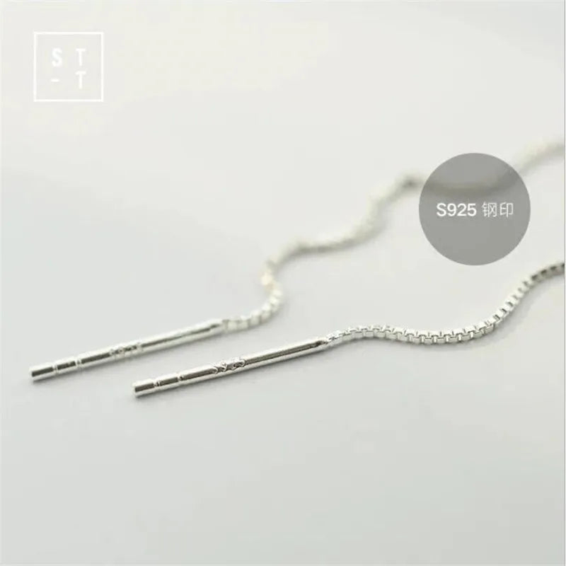 925 Sterling Silver Freshwater Pearl Shell Ear Line Dangle Earrings for Women