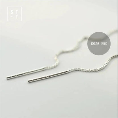 925 Sterling Silver Freshwater Pearl Shell Ear Line Dangle Earrings for Women