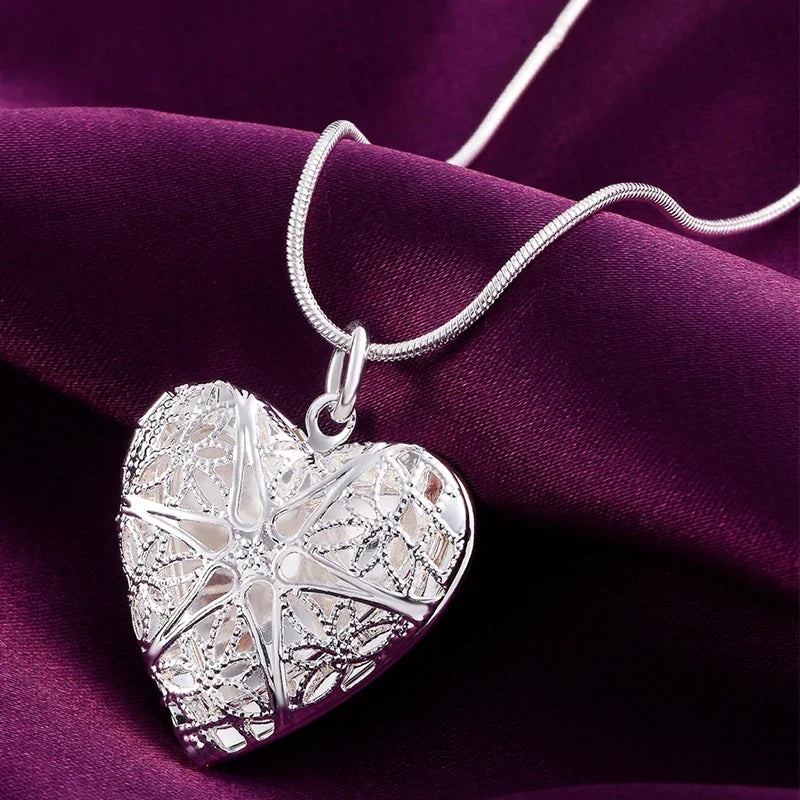 925 Sterling Silver Photo Frame Pendant Necklace for Women