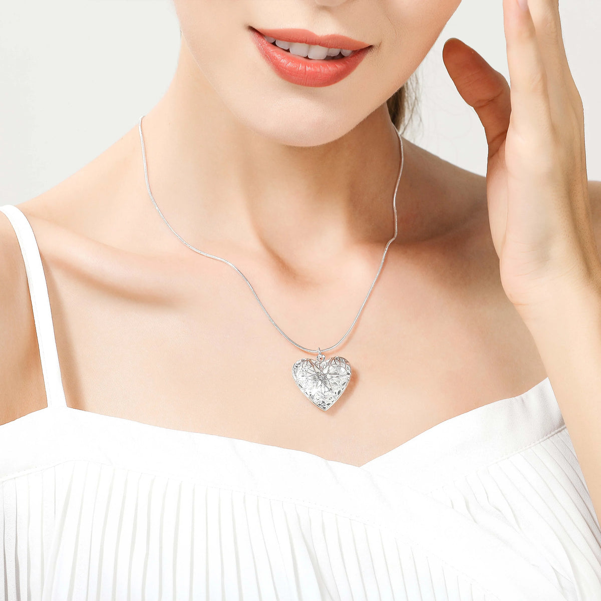 925 Sterling Silver Photo Frame Pendant Necklace for Women