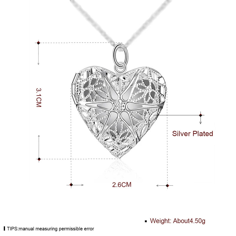 925 Sterling Silver Photo Frame Pendant Necklace for Women