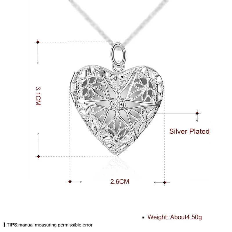 925 Sterling Silver Photo Frame Pendant Necklace for Women