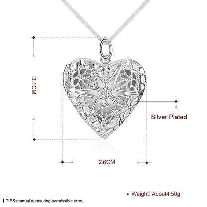 925 Sterling Silver Photo Frame Pendant Necklace for Women