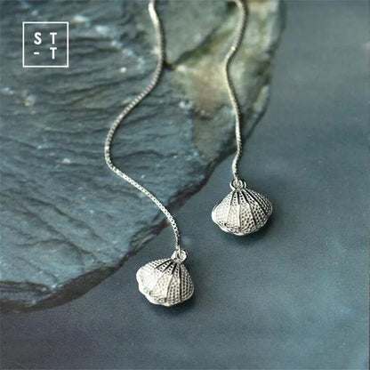 925 Sterling Silver Freshwater Pearl Shell Ear Line Dangle Earrings for Women