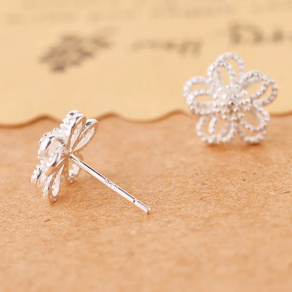 925 Sterling Silver Flower Stud Earrings for Women