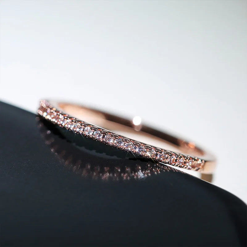 Minimalist Thin Cubic Zirconia Ring for Women
