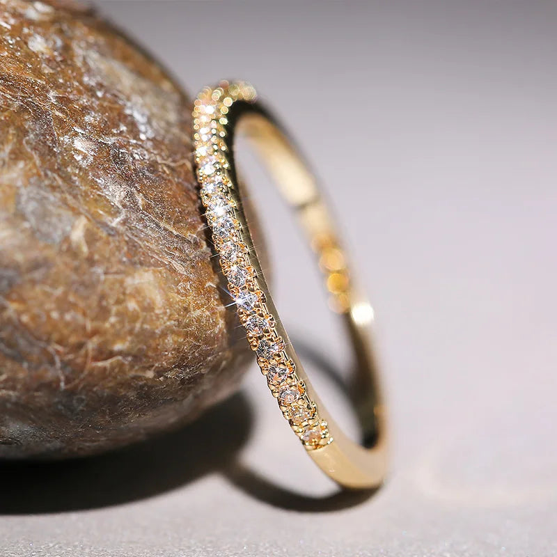 Minimalist Thin Cubic Zirconia Ring for Women