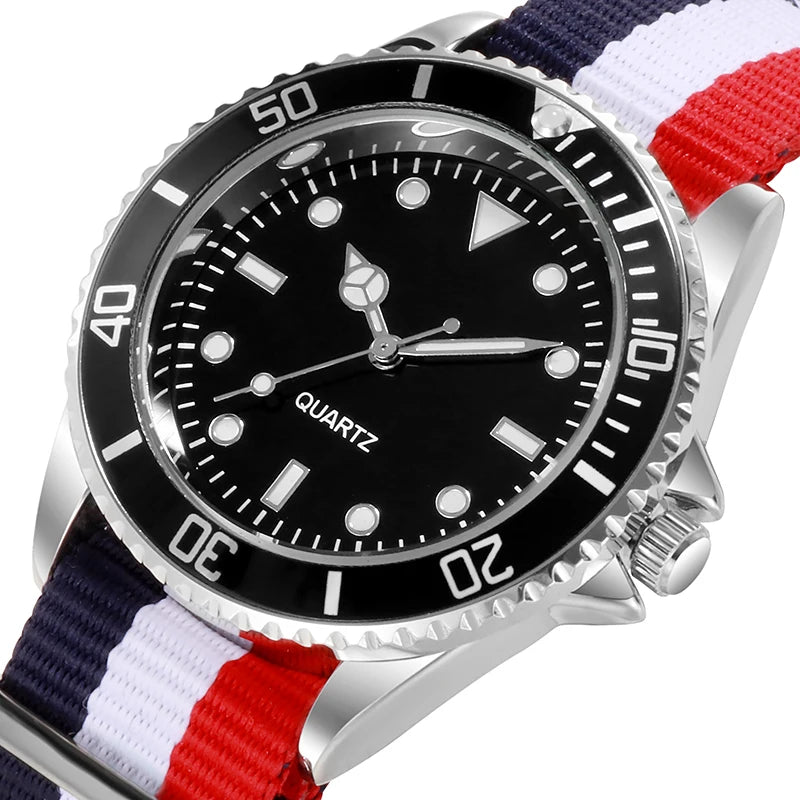 Diver-Inspired Quartz Watch with Nylon Strap