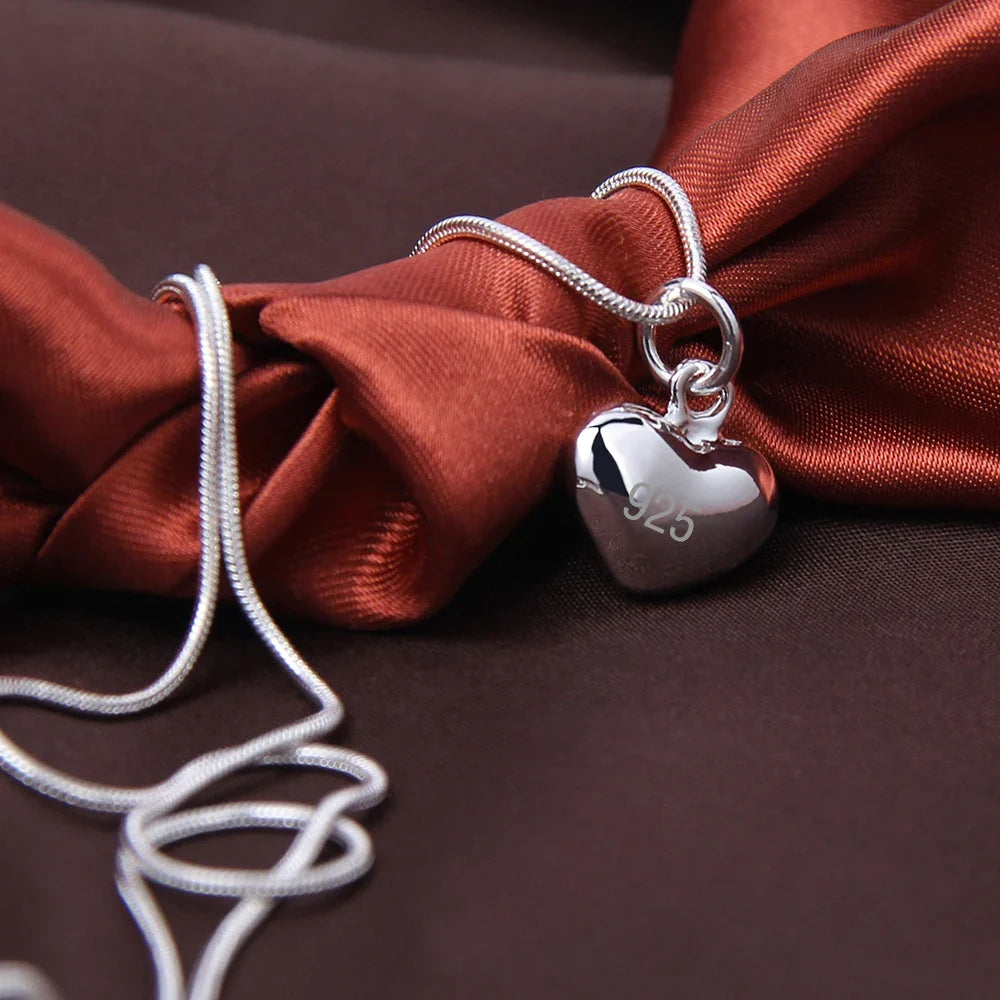 Sterling Silver Small Heart Pendant Necklace for Women