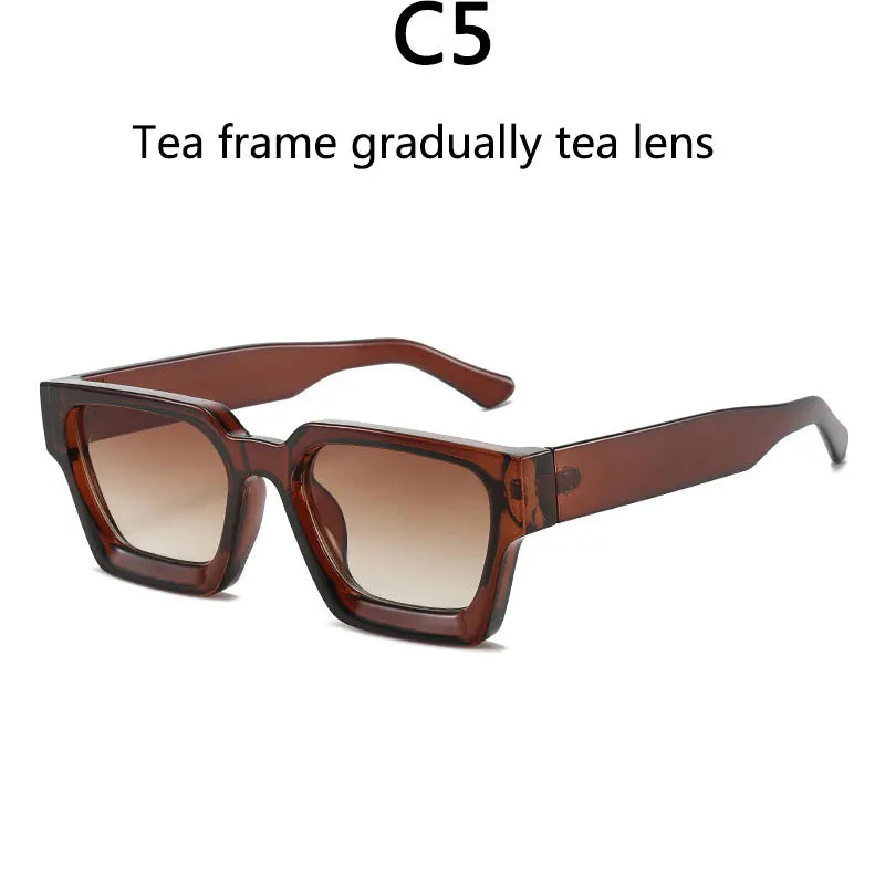 Men's Vintage Square Resin-Lens Sunglasses