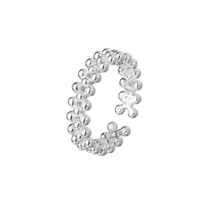 925 Sterling Silver Bilayer Ball Open Ring for Women