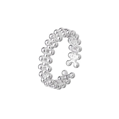 925 Sterling Silver Bilayer Ball Open Ring for Women