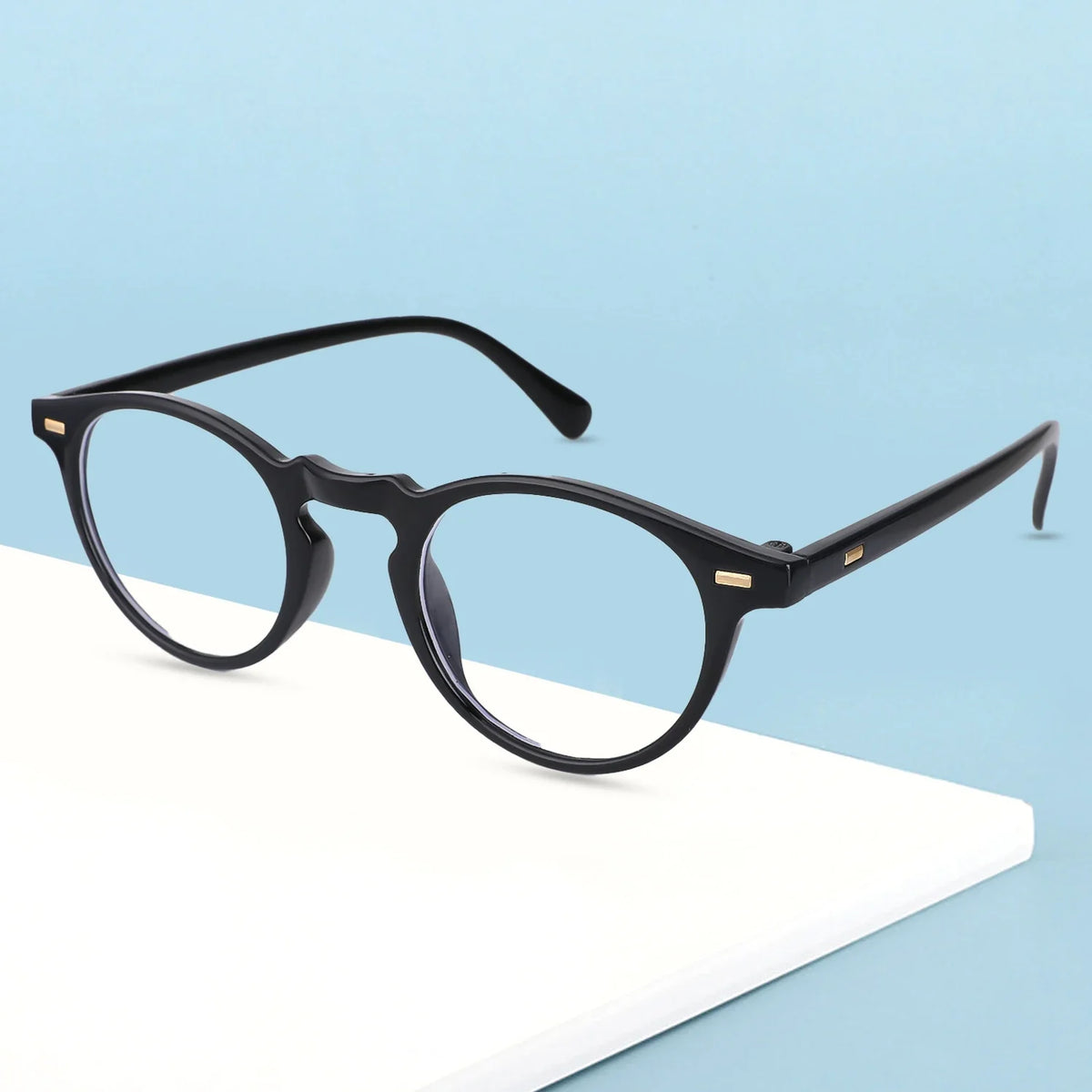 Retro Round Alloy-Frame Fashion Glasses