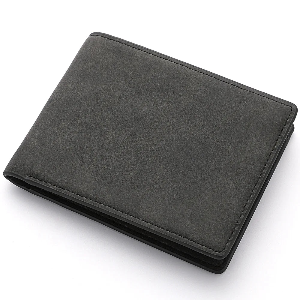 Men's Short PU Leather Bifold Wallet | Lightweight Card Holder with Bill Storage