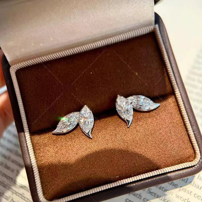 925 Sterling Silver Moissanite Marquise Stud Earrings for Women