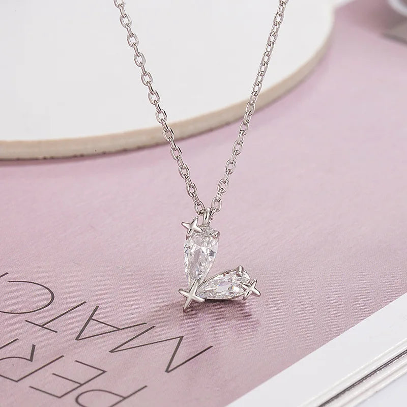925 Sterling Silver Star Smile Dimple Pendant Necklace for Women